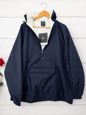 NWTCharles River Apparel Classic Pullover Rain Jacket Windbreaker XL  Navy Hoode